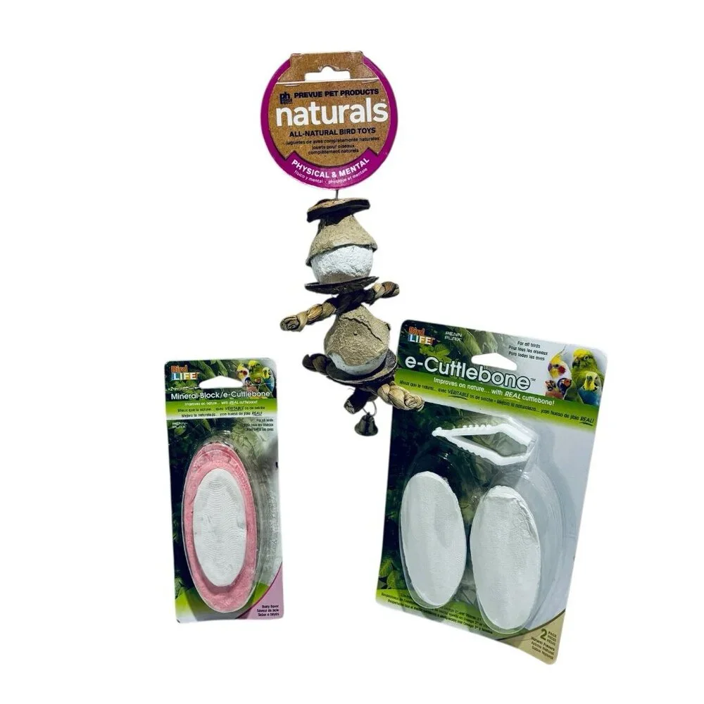 Prevue Pet Naturals Clown Bird Toy Penn-Plax Bird Life Natural e-Cuttlebones NEW